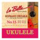 LAB-15 La Bella Soprano Ukulele Strings, Black Nylon